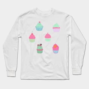 Pastel cupcake pattern Long Sleeve T-Shirt